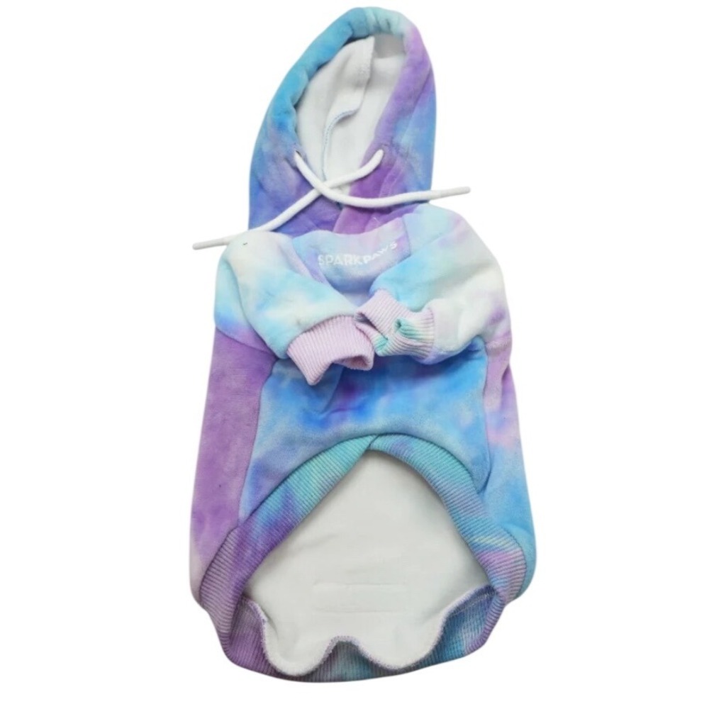 Spark Paws Velvet 90s Retro Small Dog Hoodie Multicolor Tie Dye New/Tags